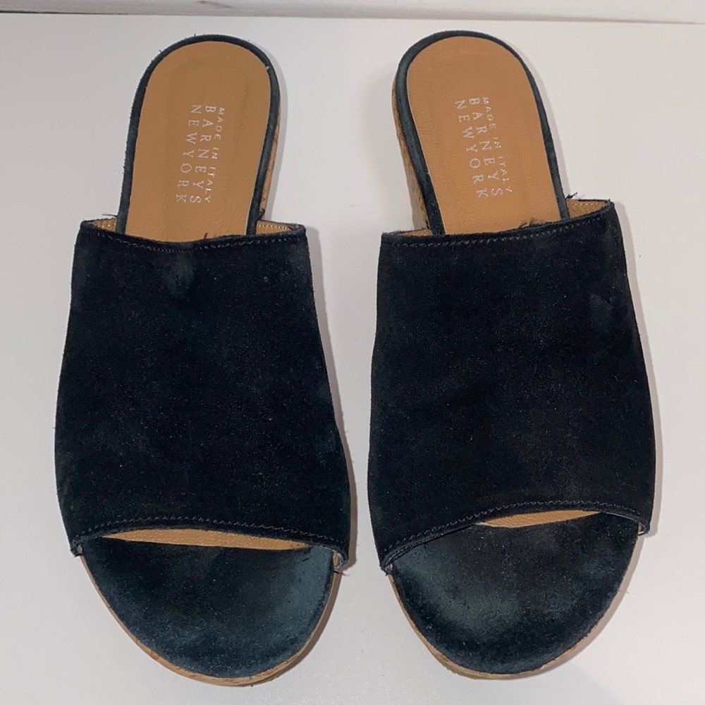 Barney’s New York Black Suede Wedge